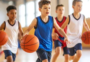 Youth playing basketball