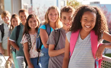 Kids with backpacks