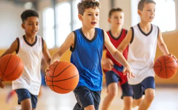 Youth playing basketball